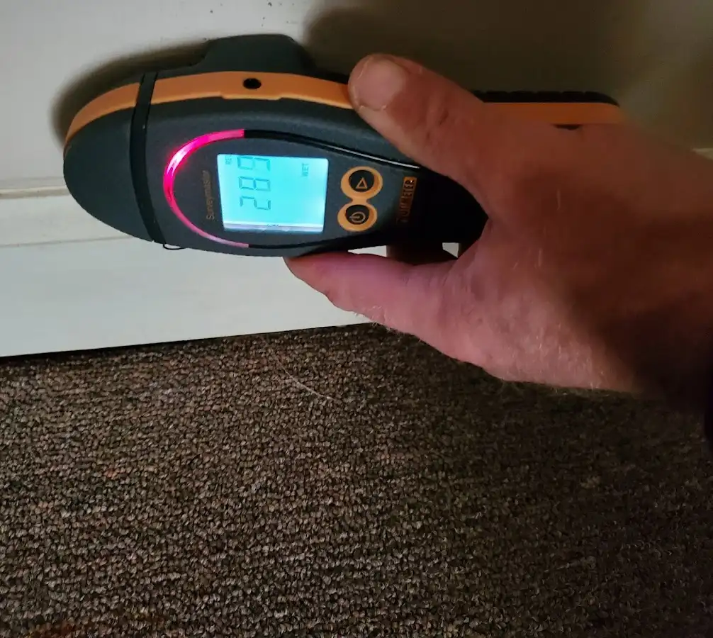 Moisture detection at baseboard during Burst Pipe Cleanup in Security-Widefield